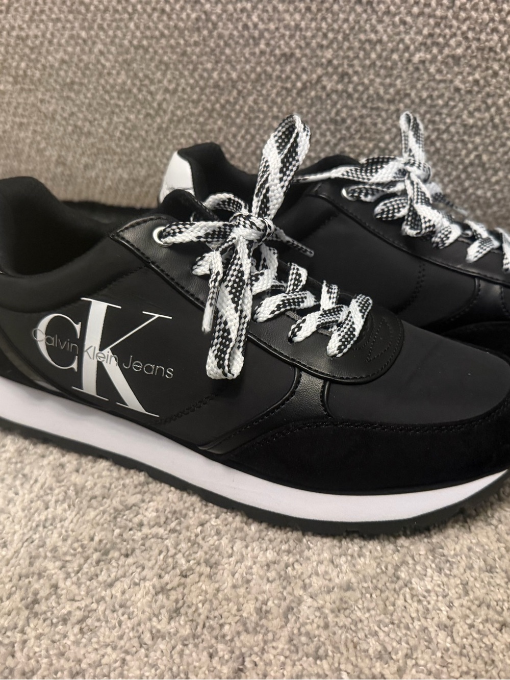 Calvin Klein Jeans Kids Black and White Logo Sneakers